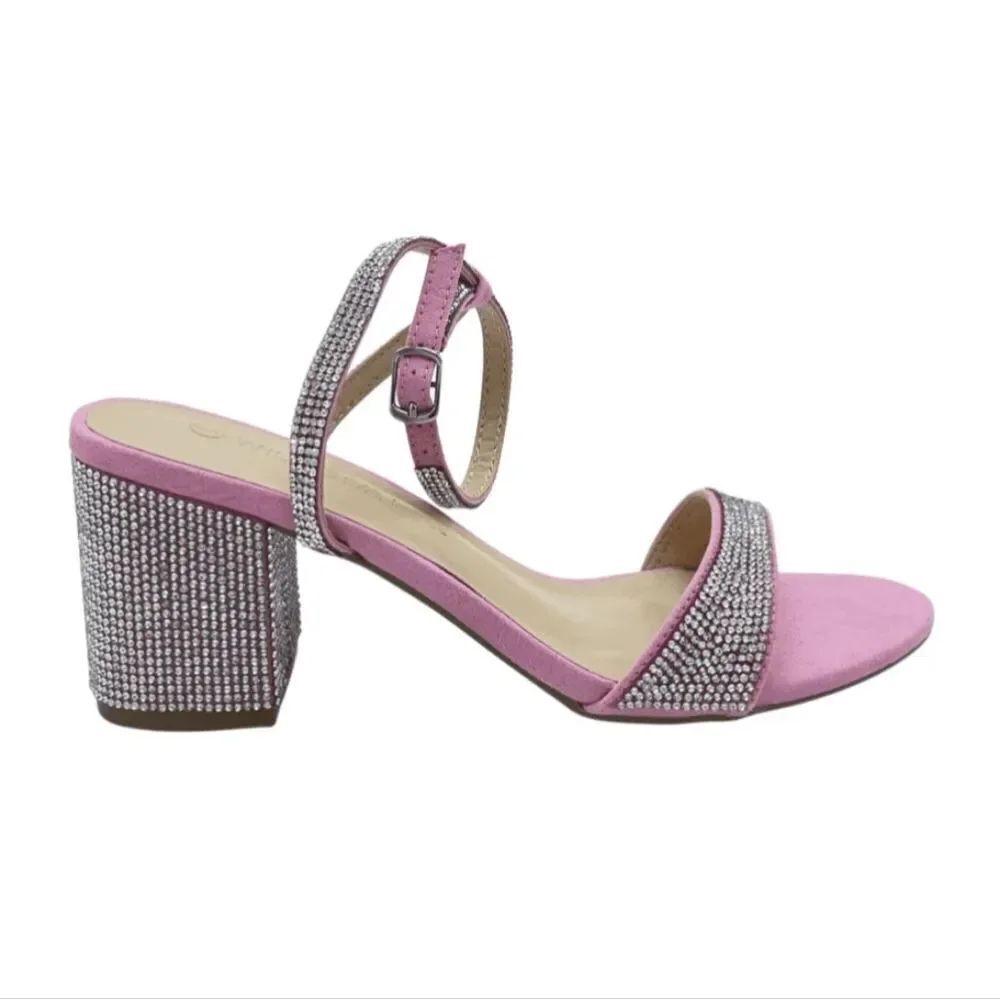 BRAND NEW KAYLEEN RHINESTONE STRAP&HEEL SANDALS